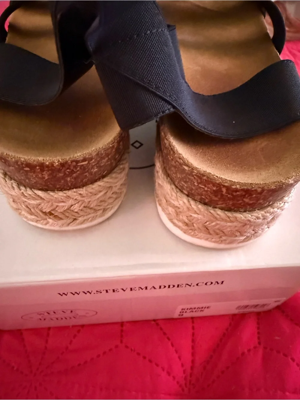 Steve Madden Black Elastic Espadrille Platform Sandals